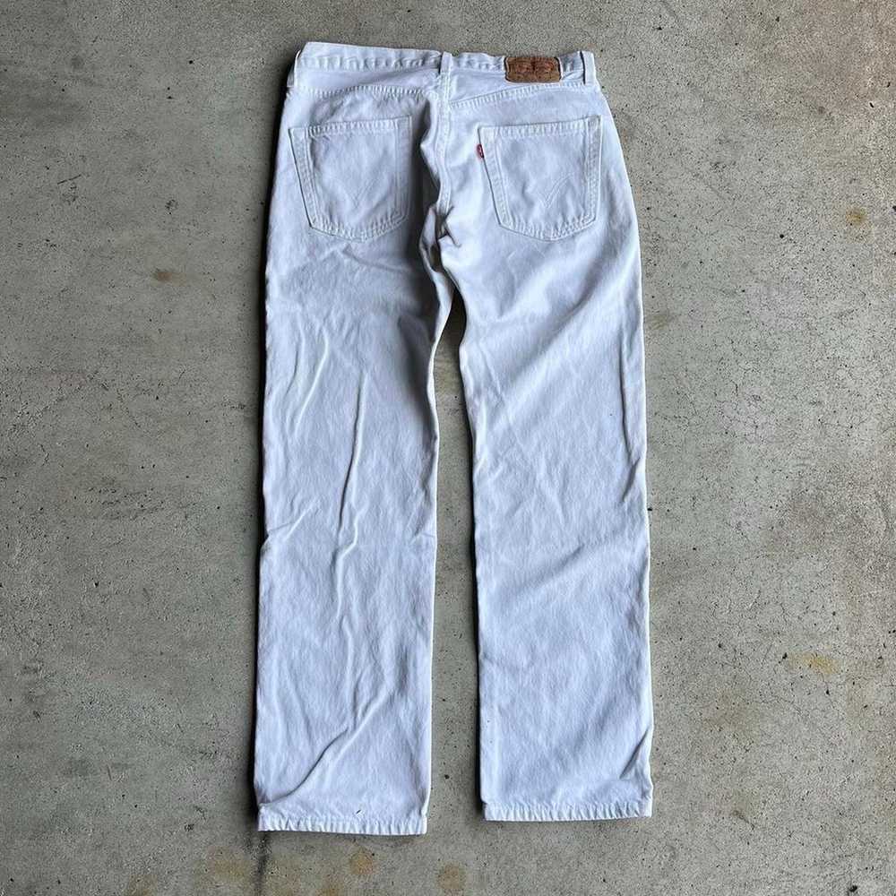 Vintage Button Fly Levi 501 White Denim Jeans - image 3