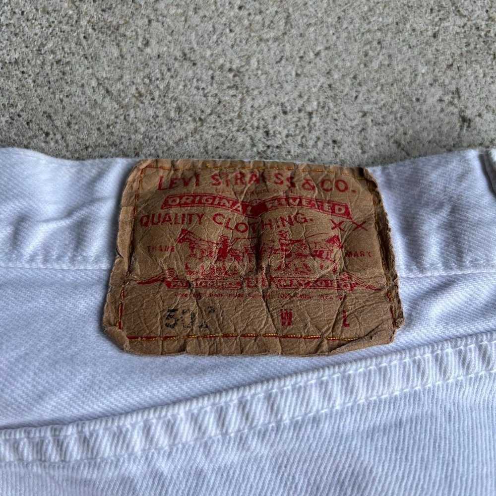 Vintage Button Fly Levi 501 White Denim Jeans - image 5