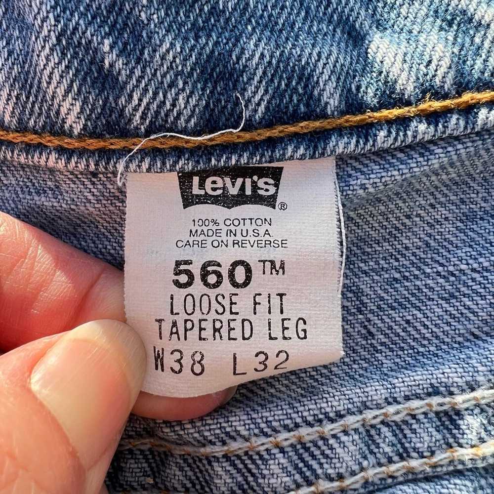 Levi’s 560 Jeans Mens 38x32 Light Wash Blue Vinta… - image 8