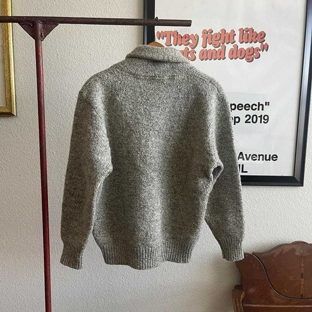 Vintage LL Bean Grey Knitted Wool Shawl Sweater - image 4