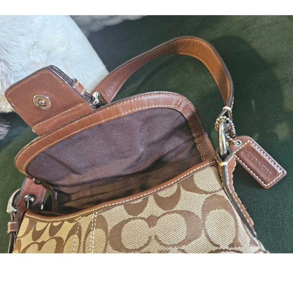Brown Signature COACH handbag - image 4