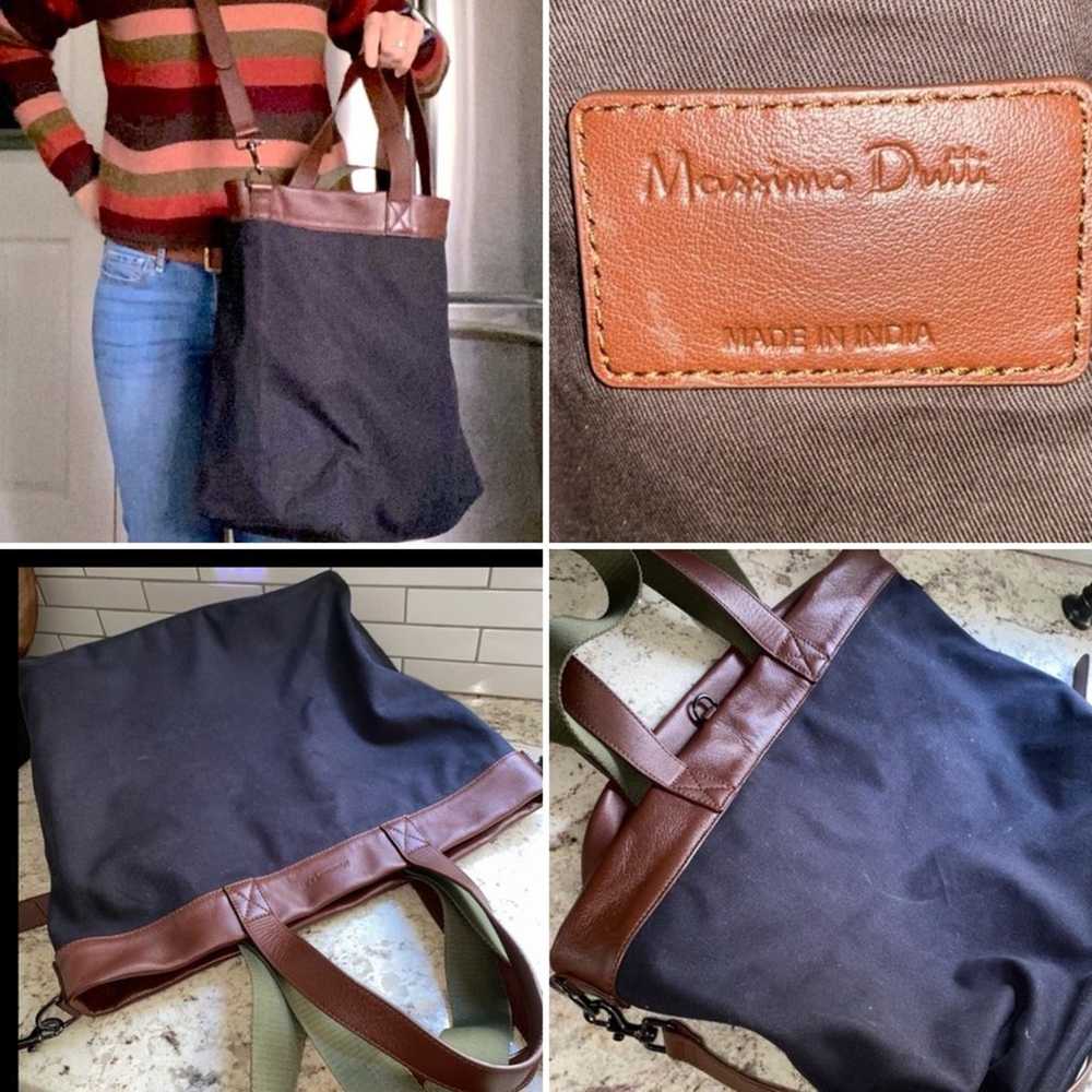 Massimo Dutti $250 Brown Leather and Blk Canvas T… - image 1