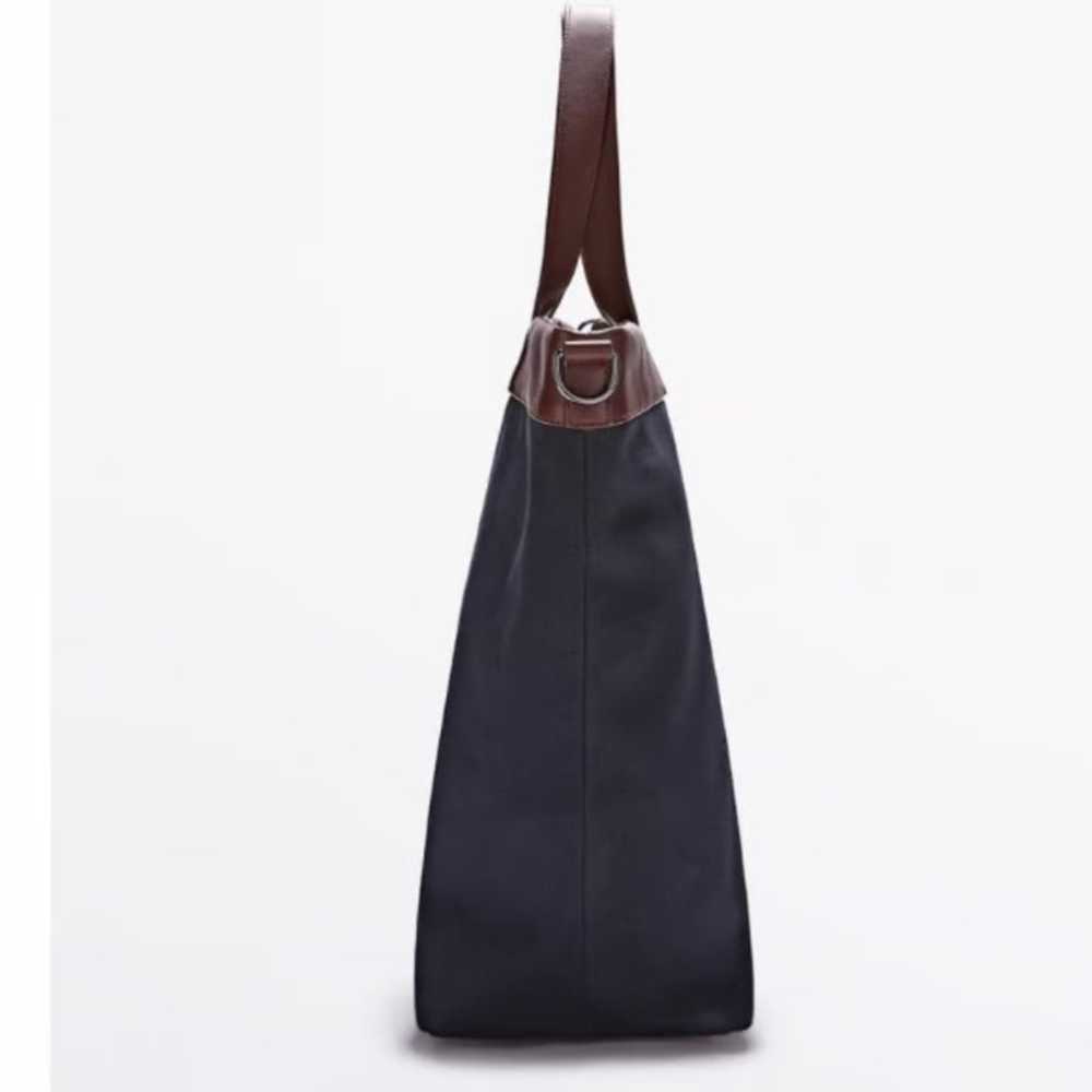 Massimo Dutti $250 Brown Leather and Blk Canvas T… - image 5