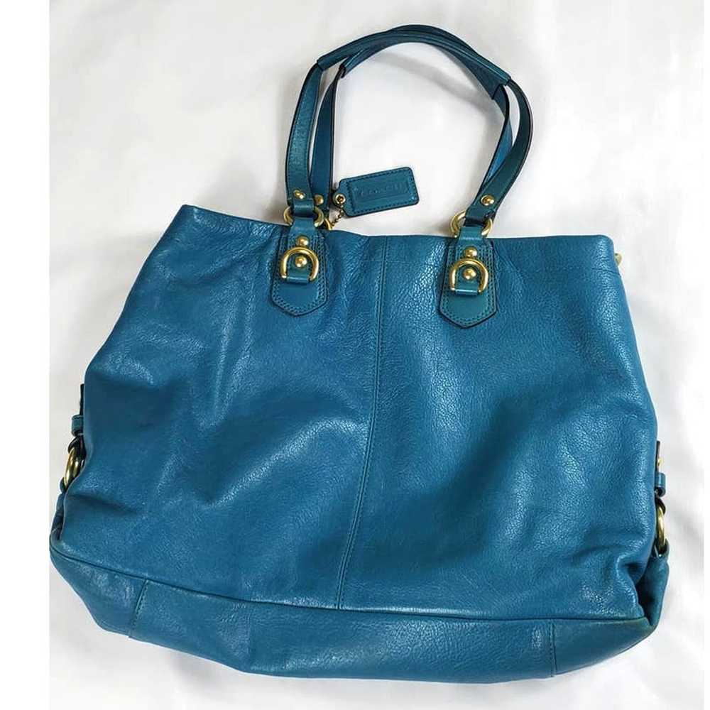 Copied - Coach Teal Leather Gold Hardware Snap To… - image 3