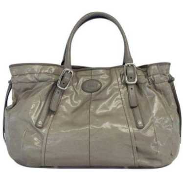 TOD'S Grey Coated Canvas Tote Bag Leather Straps - image 1