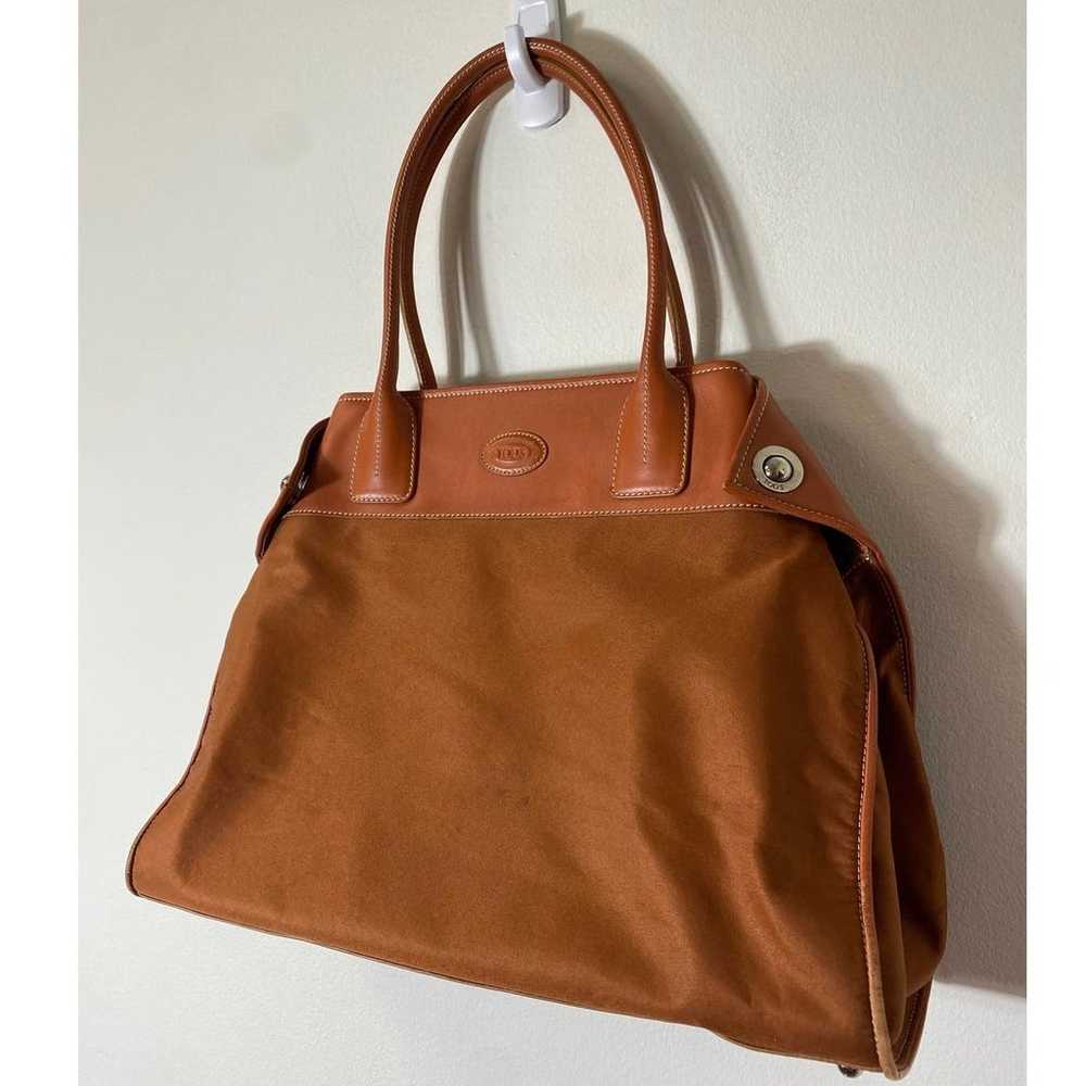 Tod's Brown Canvas and Leather Tote Bag Purse - image 2