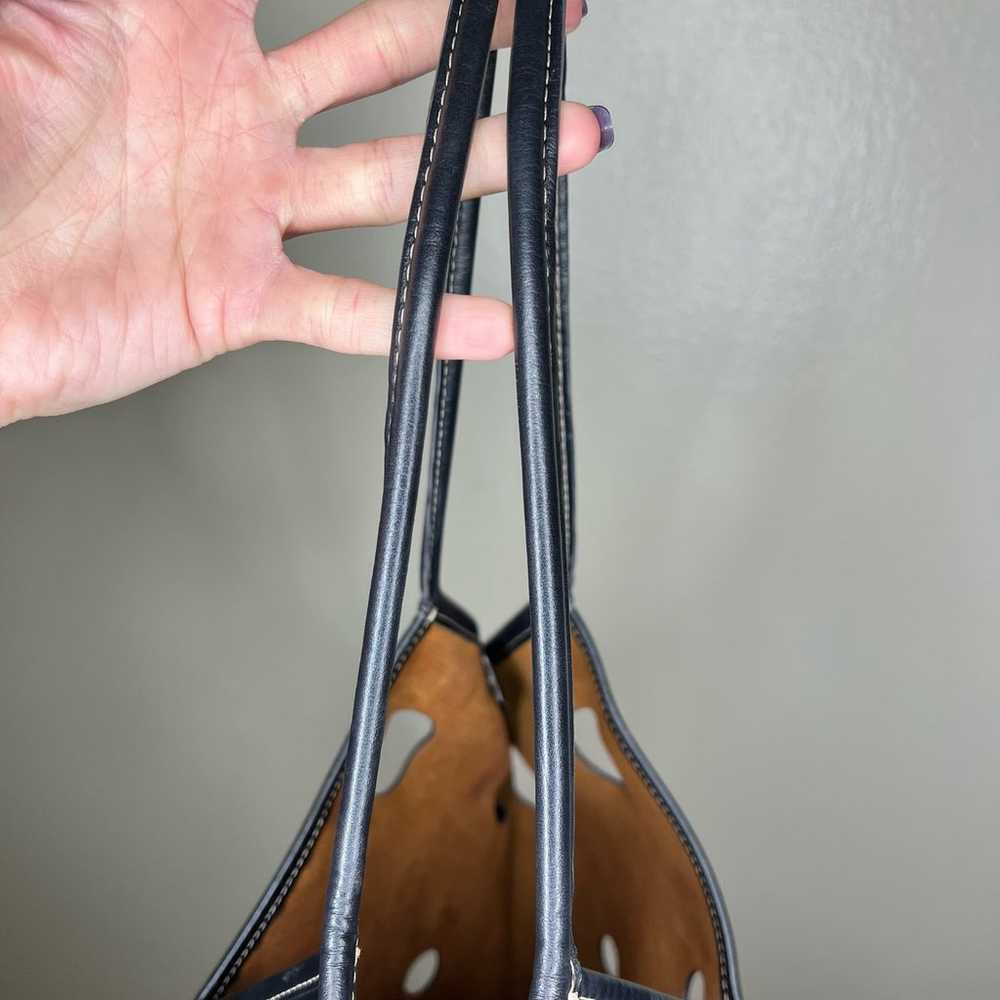 Hereu Calella Bag Large Black Leather Perforated … - image 6