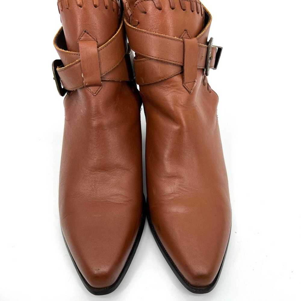 Dingo Brown Leather Western Heeled Ankle Boots Bo… - image 2