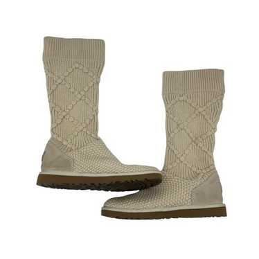 Ugg Boots Cream Ivory Beige Argyle Knit Mid Calf … - image 1