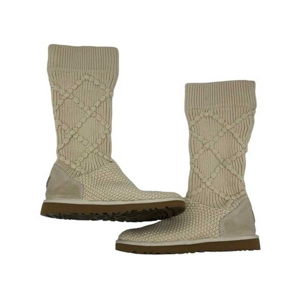 Ugg Boots Cream Ivory Beige Argyle Knit Mid Calf … - image 2