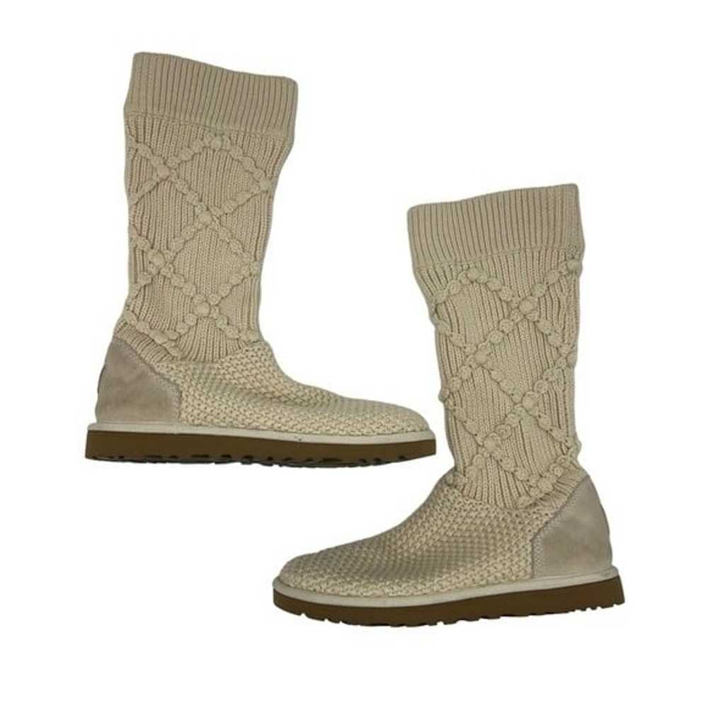 Ugg Boots Cream Ivory Beige Argyle Knit Mid Calf … - image 5