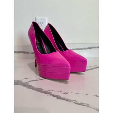 Liliana Pink Patent Leather Platform Stilettos 6"… - image 1