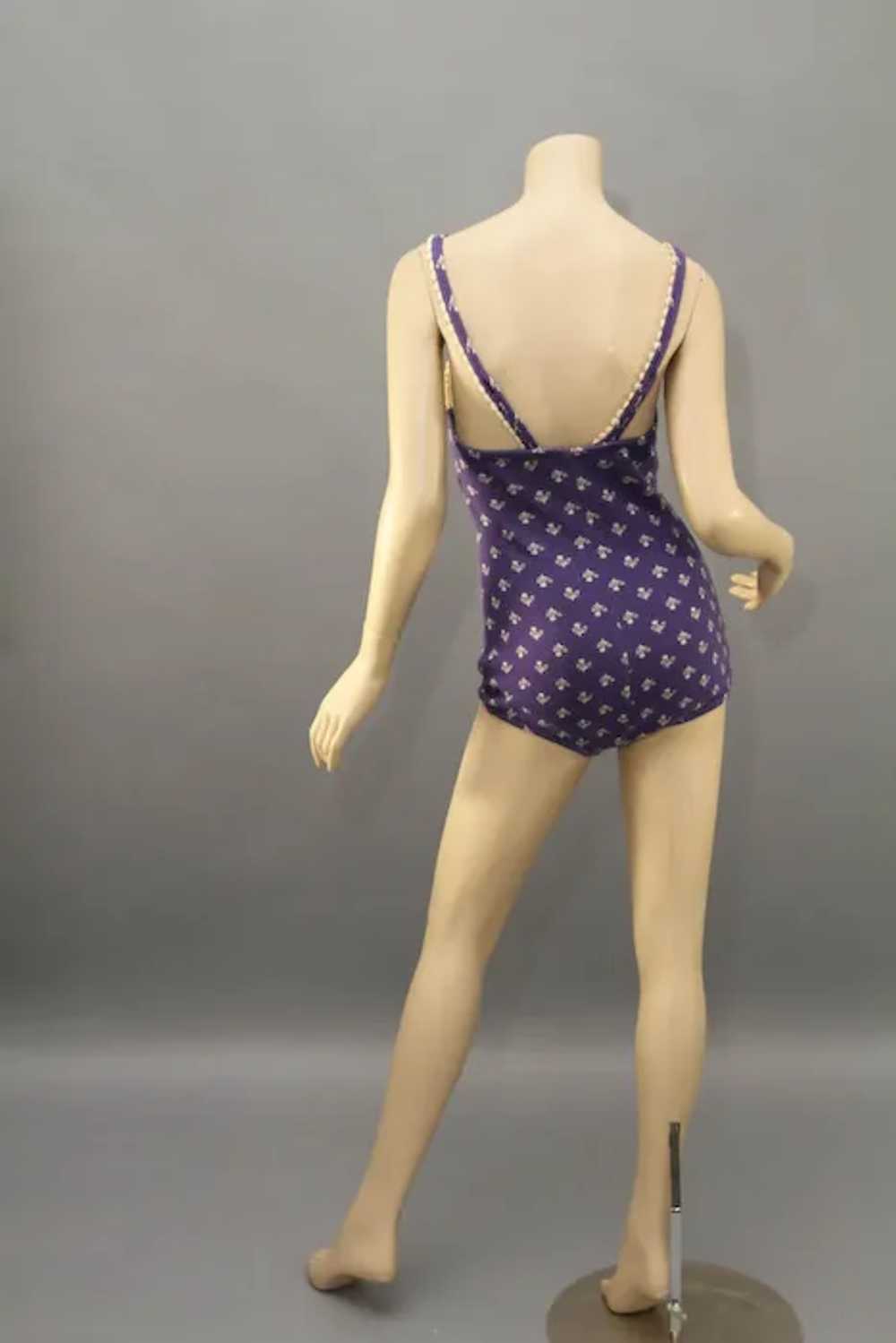 Rare 1950s Catalina Purple Novelty Print Swim Suit - image 4