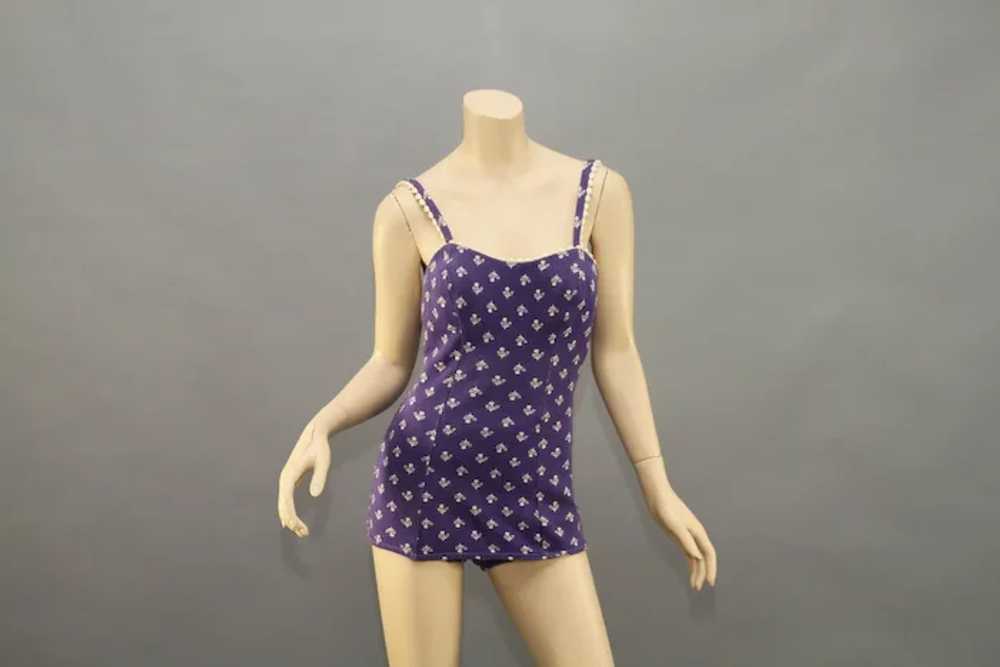Rare 1950s Catalina Purple Novelty Print Swim Suit - image 9
