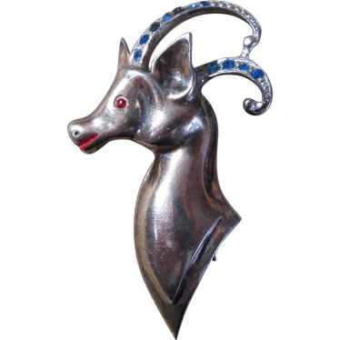 Sterling silver Rams head brooch