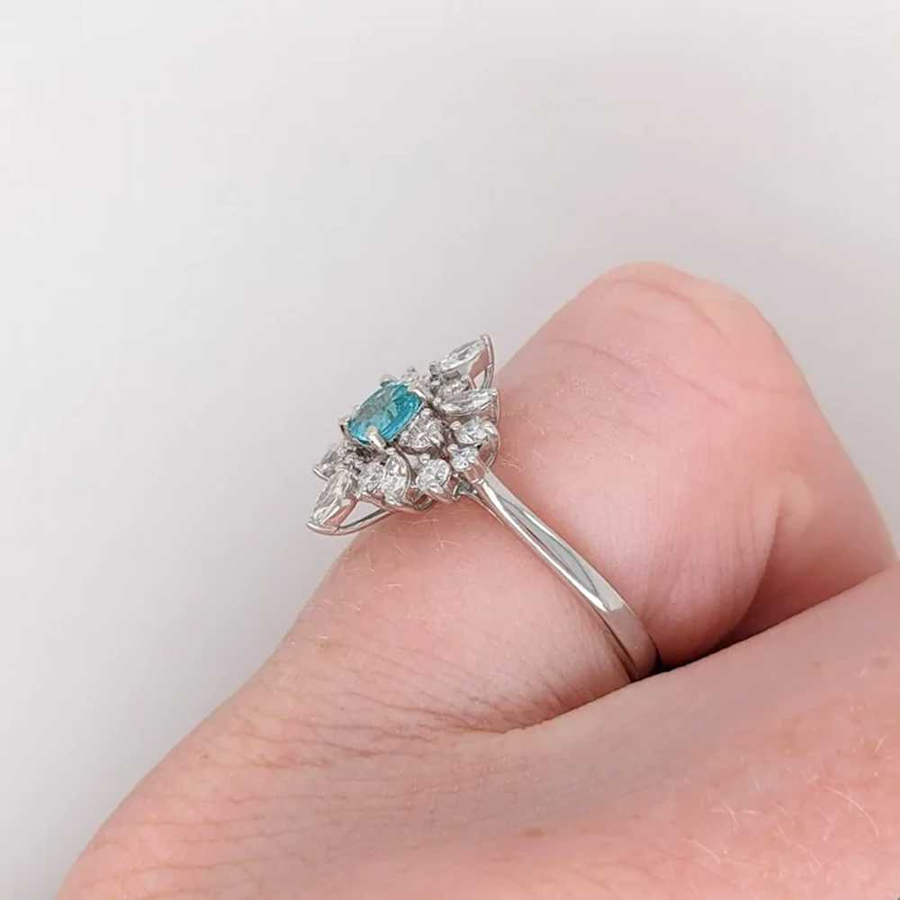 Paraiba Tourmaline Ring w Natural Diamonds in Sol… - image 2