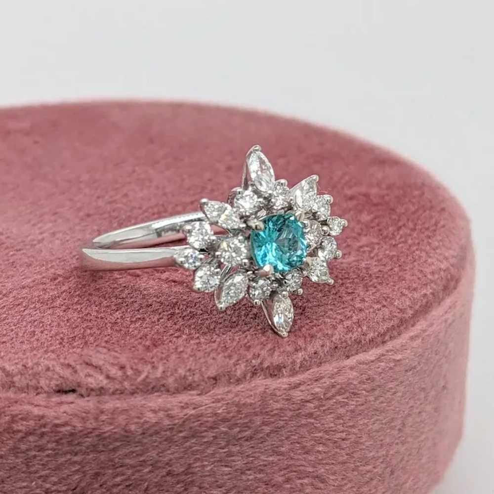 Paraiba Tourmaline Ring w Natural Diamonds in Sol… - image 4