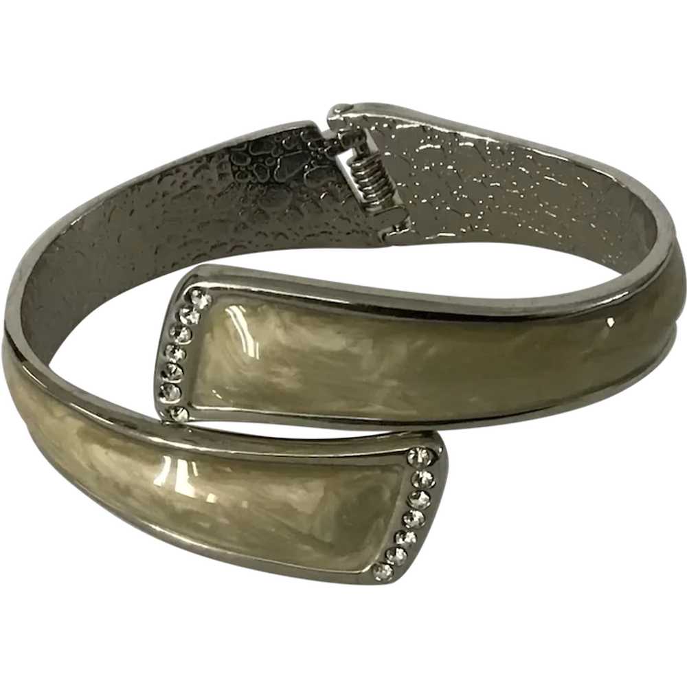 FUMI Enamel and Rhinestone Hinged Clamper Bracelet - image 1