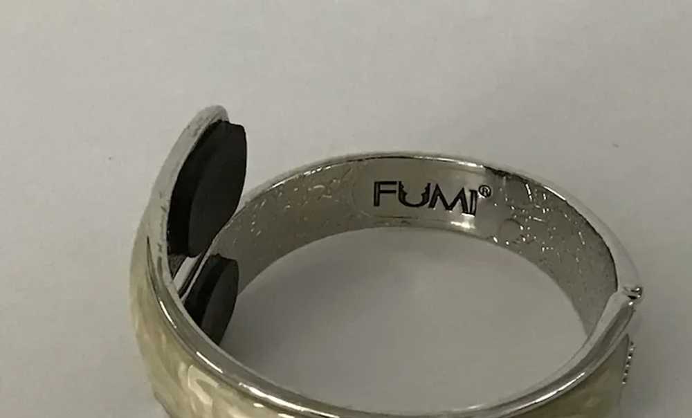 FUMI Enamel and Rhinestone Hinged Clamper Bracelet - image 6