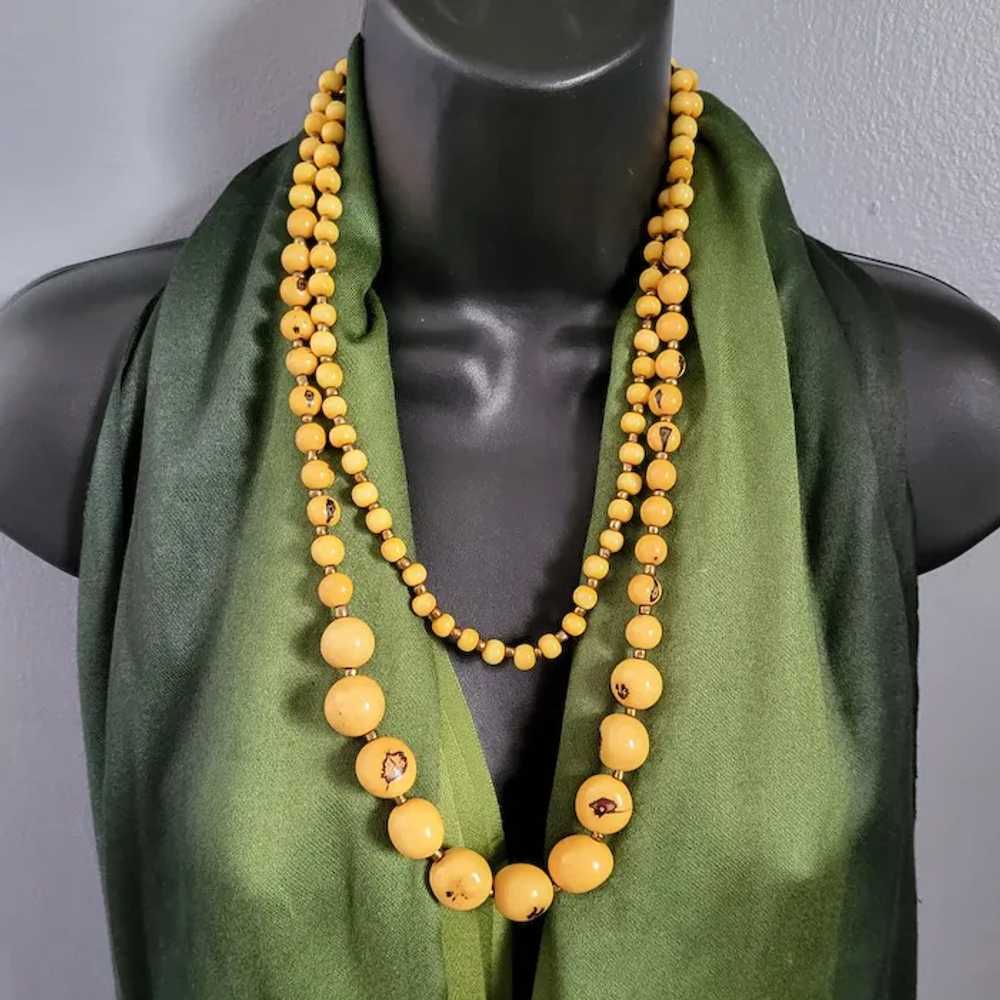 Exotic Açaí Seed Bead Necklace Tropical Yellow Lo… - image 2