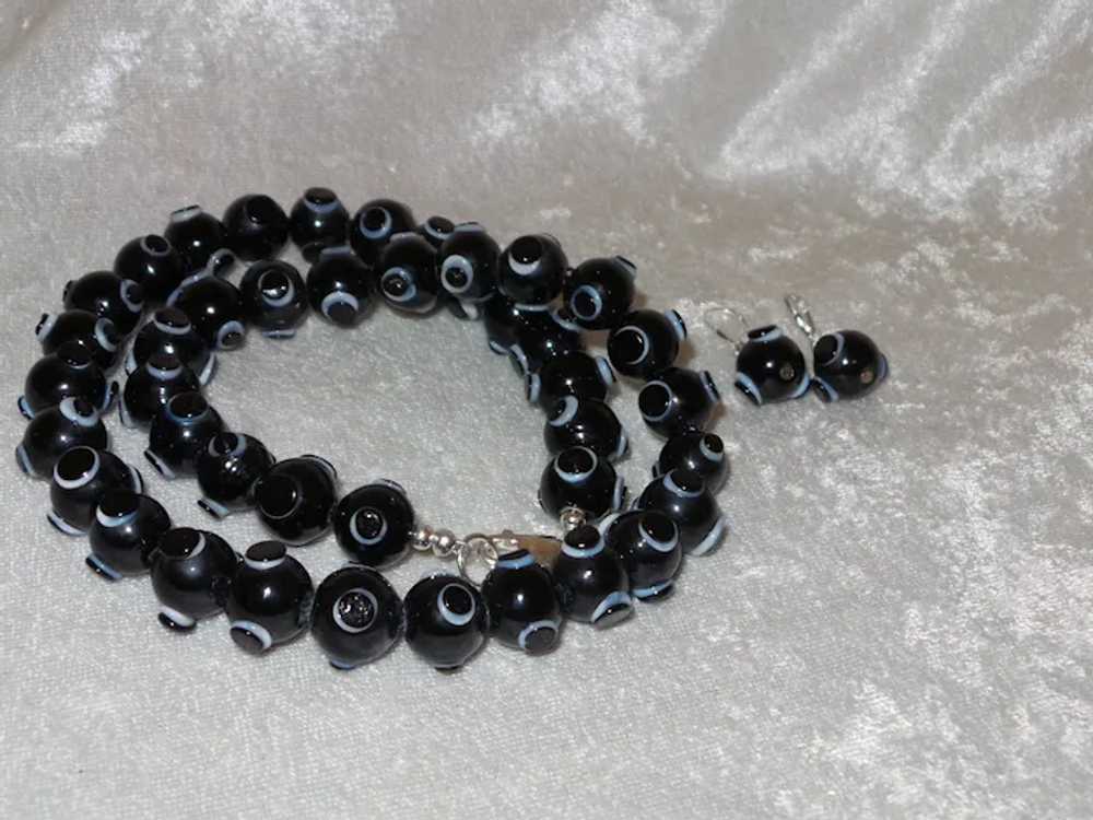 Moroccan  Black Glass Bead Necklace - image 11