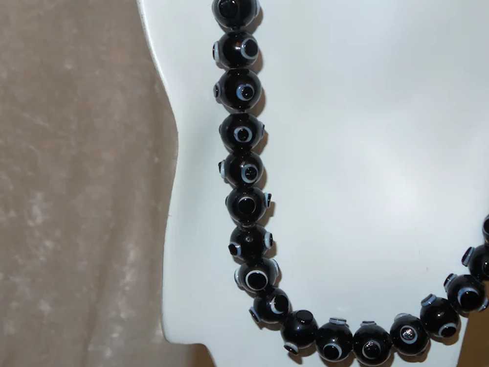 Moroccan  Black Glass Bead Necklace - image 2