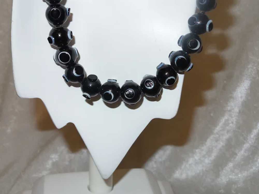 Moroccan  Black Glass Bead Necklace - image 5