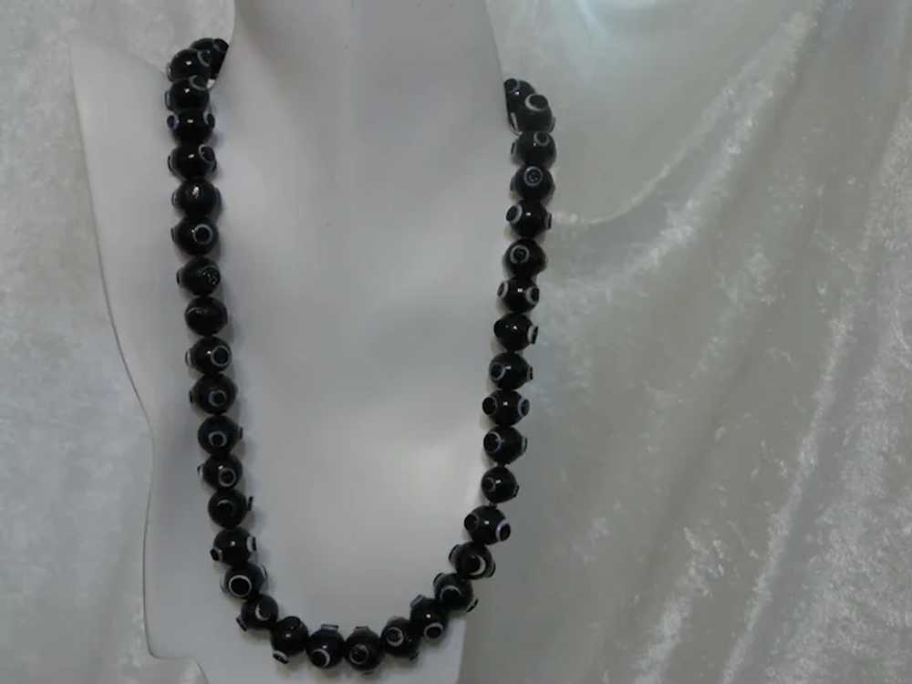 Moroccan  Black Glass Bead Necklace - image 6