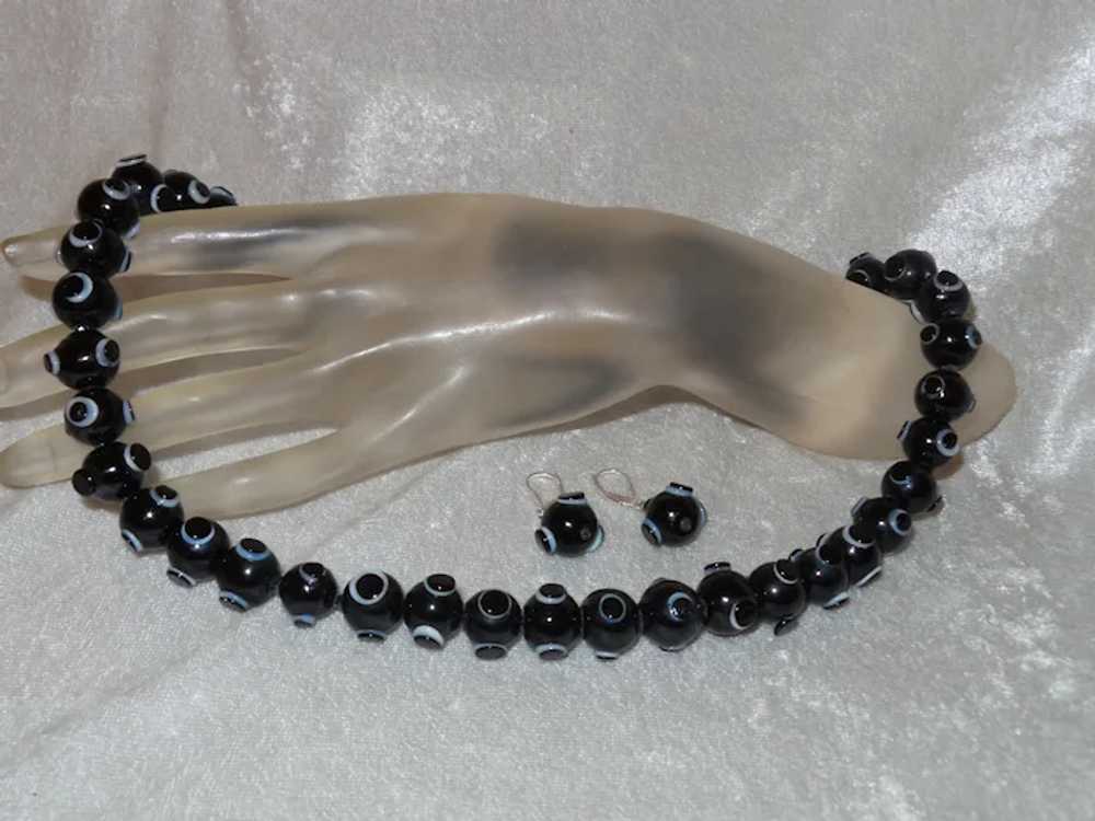 Moroccan  Black Glass Bead Necklace - image 8
