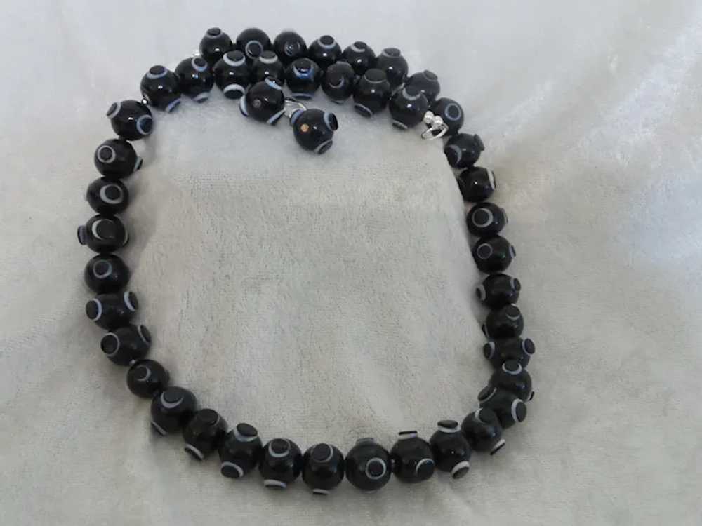 Moroccan  Black Glass Bead Necklace - image 9