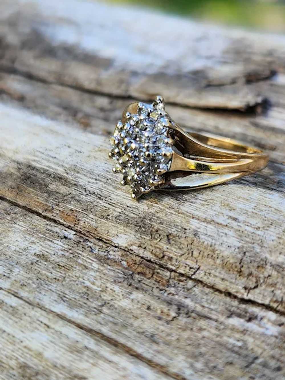Vintage Diamond .25 Carat Cluster 10k Yellow Gold… - image 8