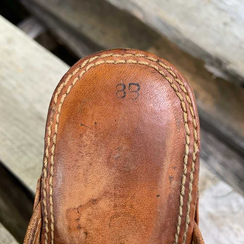Vintage 70s wood leather platform mule shoe heels… - image 7