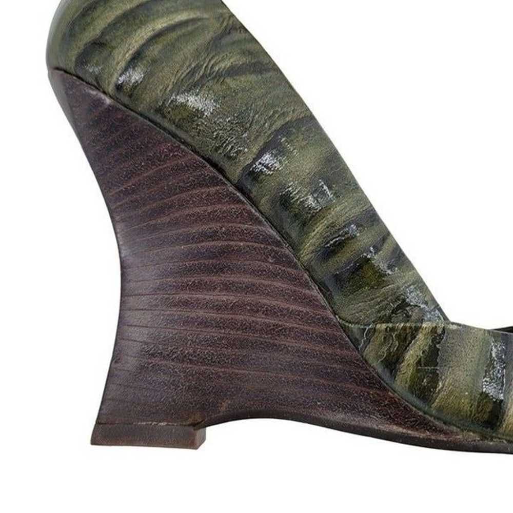 Vintage Y2K Luichiny Leather Heels 7 Green Textur… - image 2