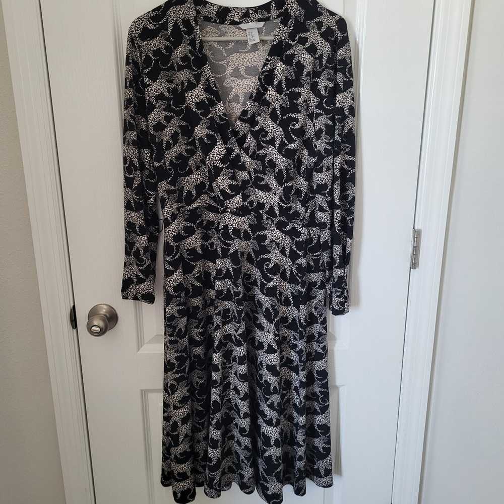 H&M Midi Cheetah Dress size M black white - image 1