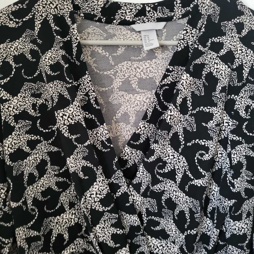 H&M Midi Cheetah Dress size M black white - image 2