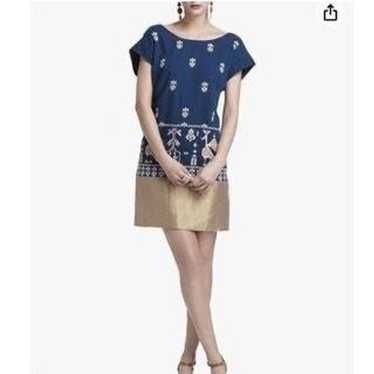 Anthropologie Floreat Dress, 0. Navy and Gold. Lo… - image 1