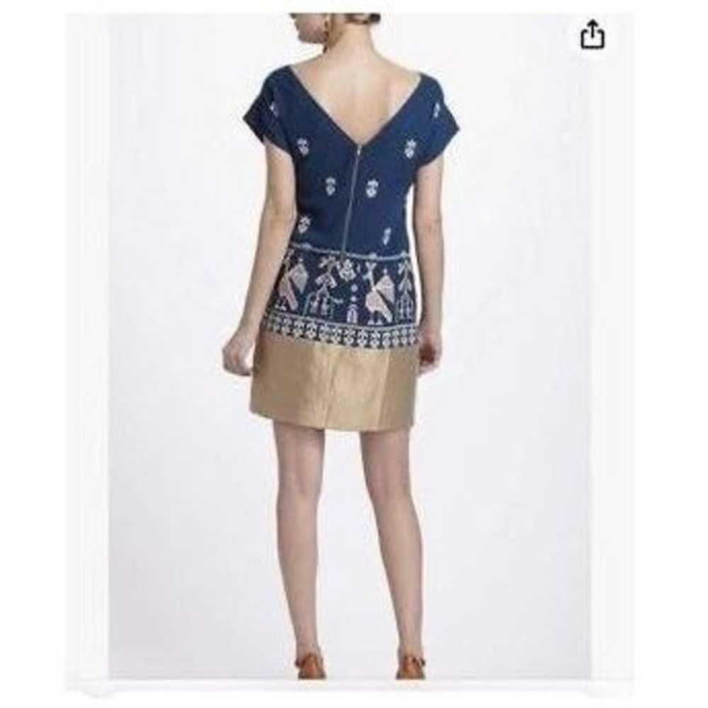 Anthropologie Floreat Dress, 0. Navy and Gold. Lo… - image 2
