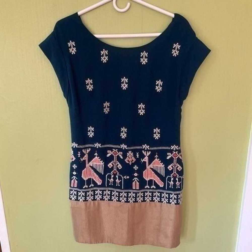 Anthropologie Floreat Dress, 0. Navy and Gold. Lo… - image 5
