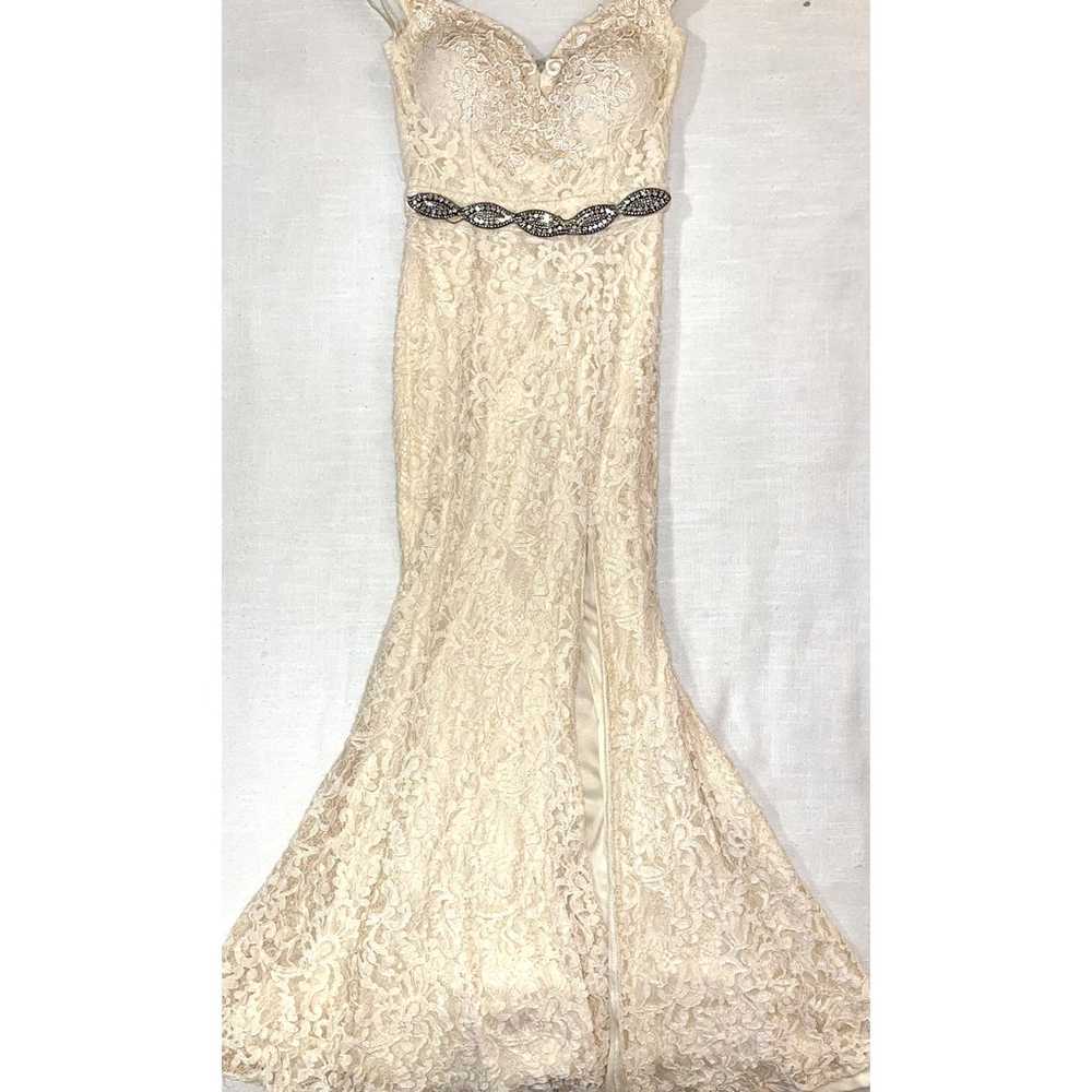 MANIJU Off White Ivory Lace Gown Wedding Dress Rh… - image 1