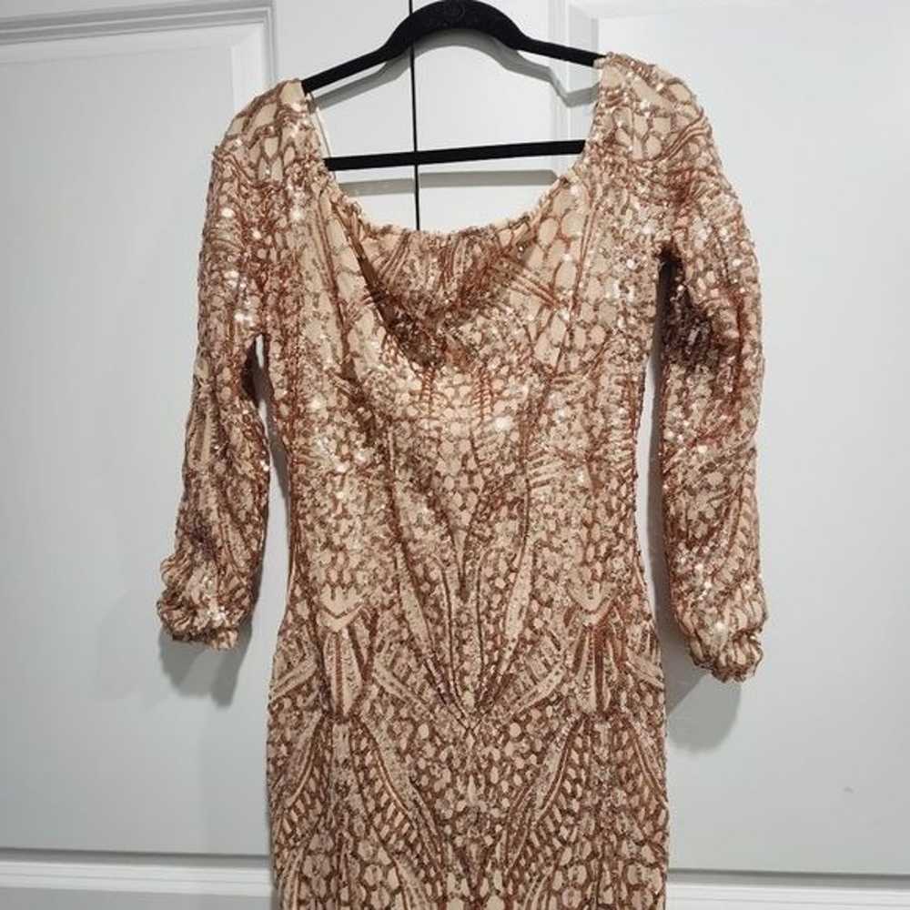 Fashion Nova - XL - Rose Gold Bodycon Sequin Dress - image 2