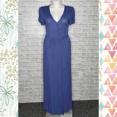 Lulu's Blue Maxi Wrap Dress with Flutter Sleeves - image 1