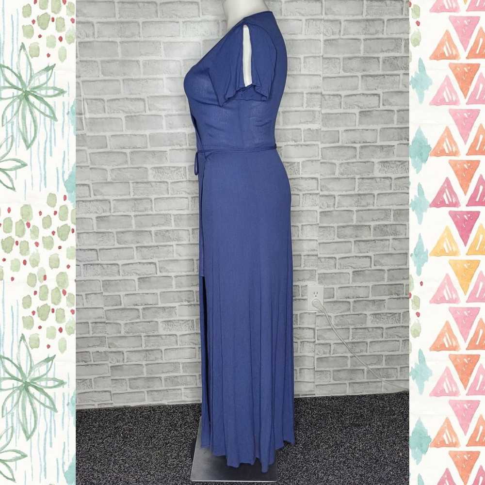 Lulu's Blue Maxi Wrap Dress with Flutter Sleeves - image 2