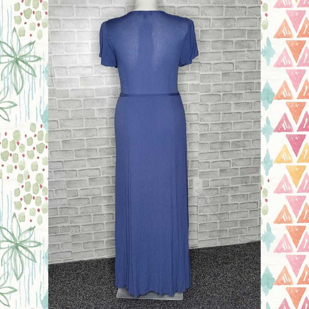 Lulu's Blue Maxi Wrap Dress with Flutter Sleeves - image 3