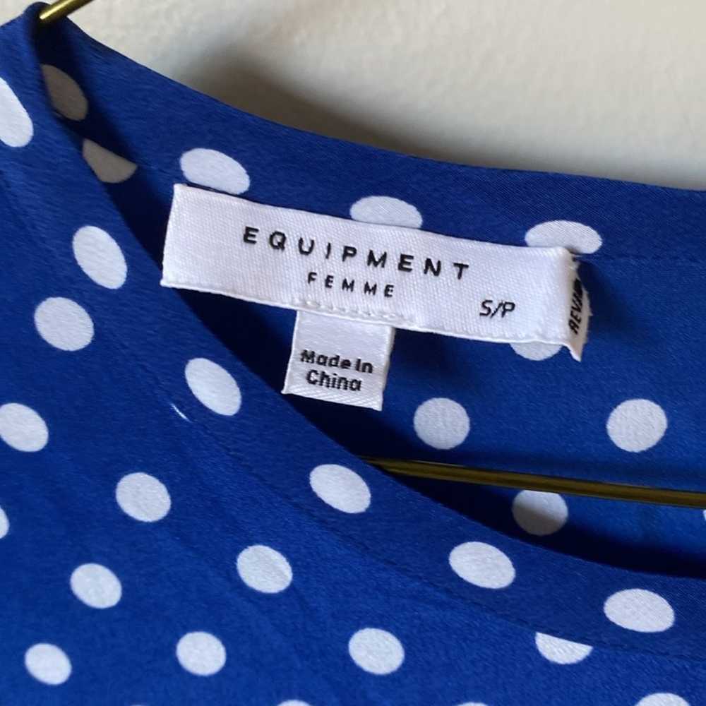 Equipment Femme Silk Blue/White Polka Dot Dress - image 4