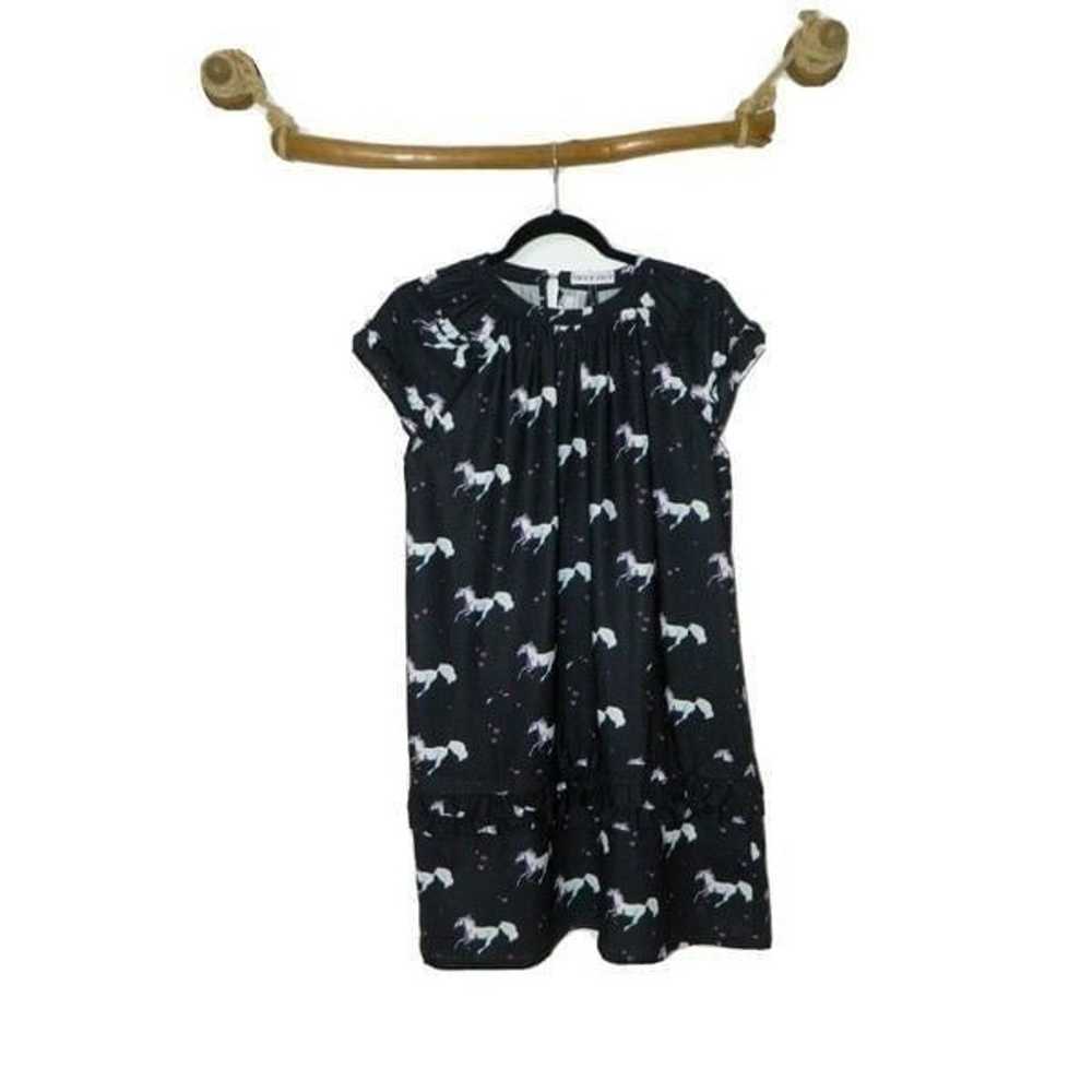 MODCLOTH Frock Shop Dress  Black Unicorn Heart Ru… - image 2