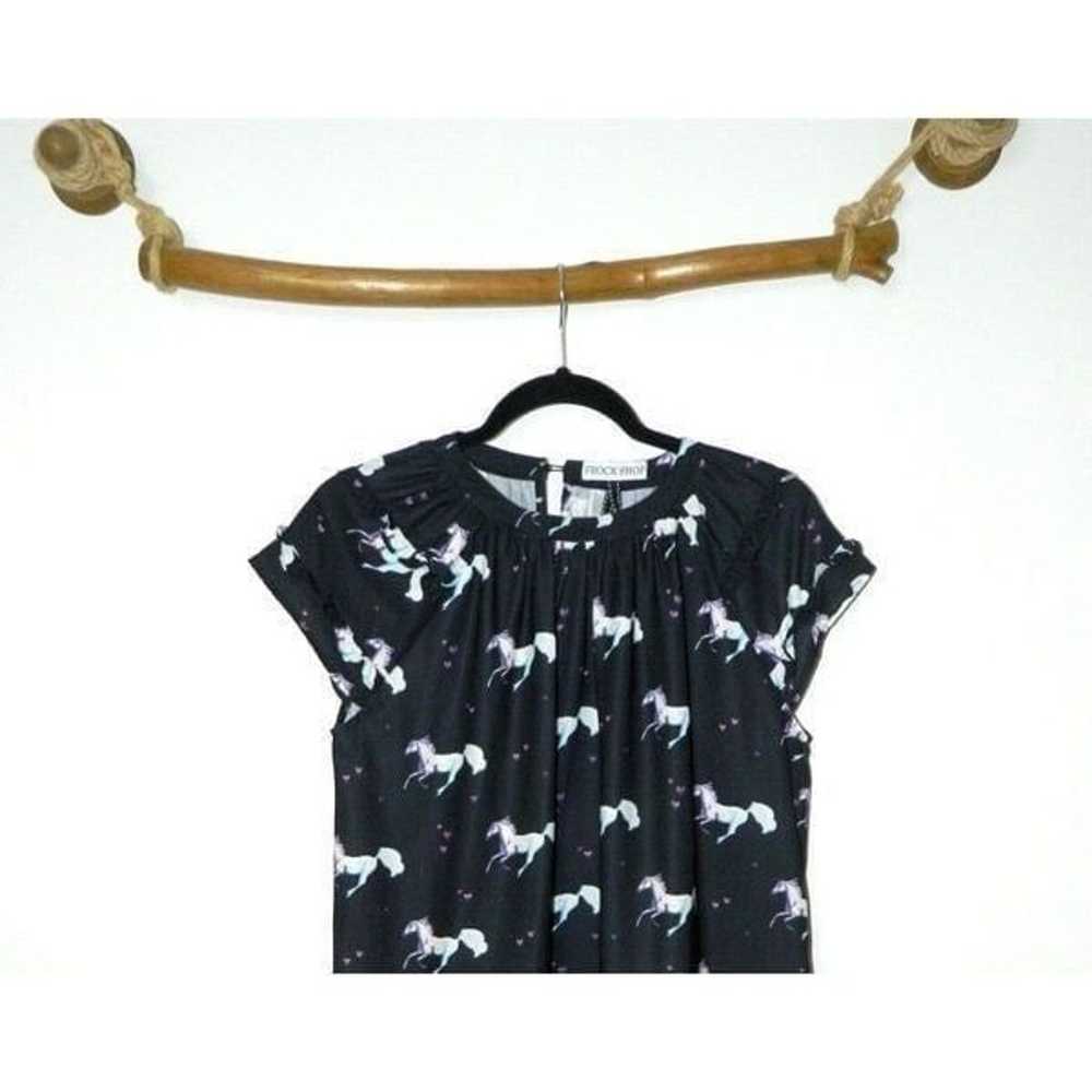 MODCLOTH Frock Shop Dress  Black Unicorn Heart Ru… - image 3