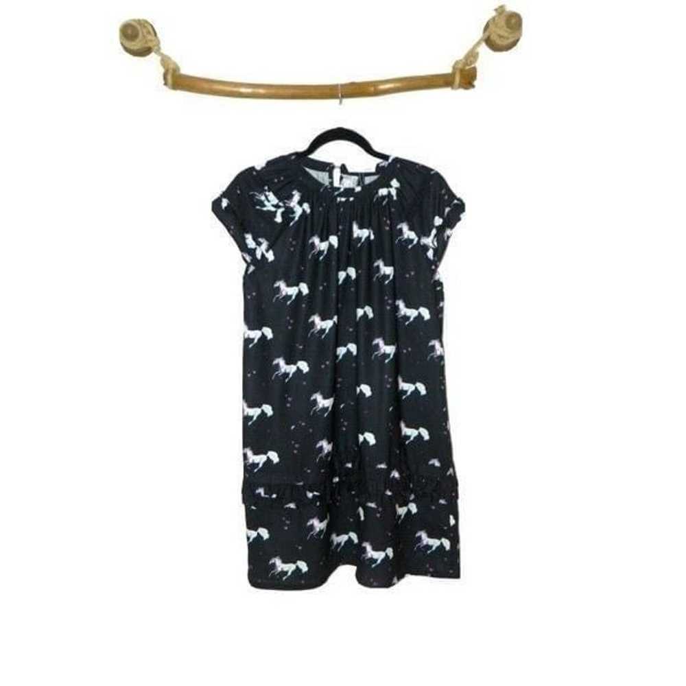 MODCLOTH Frock Shop Dress  Black Unicorn Heart Ru… - image 7