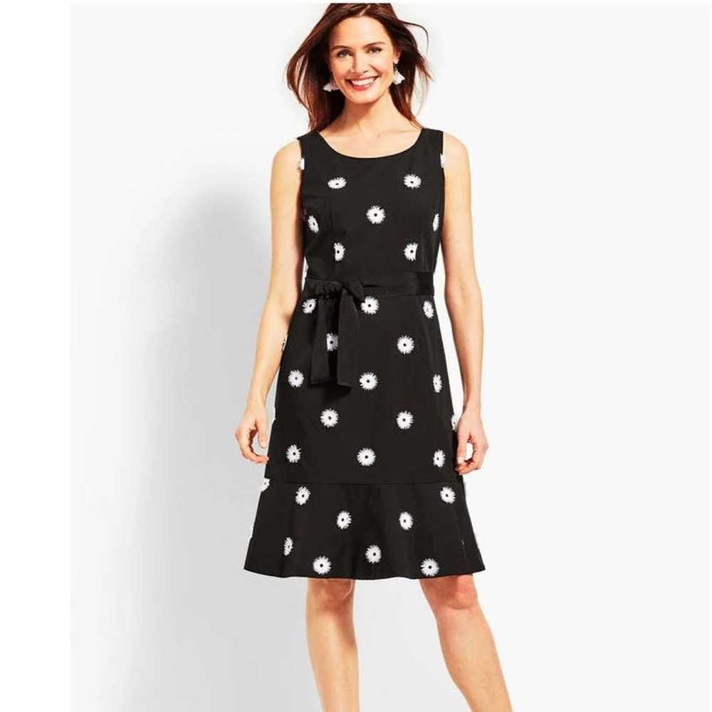 Talbots 6P Petite Fit and Flare black white flora… - image 2