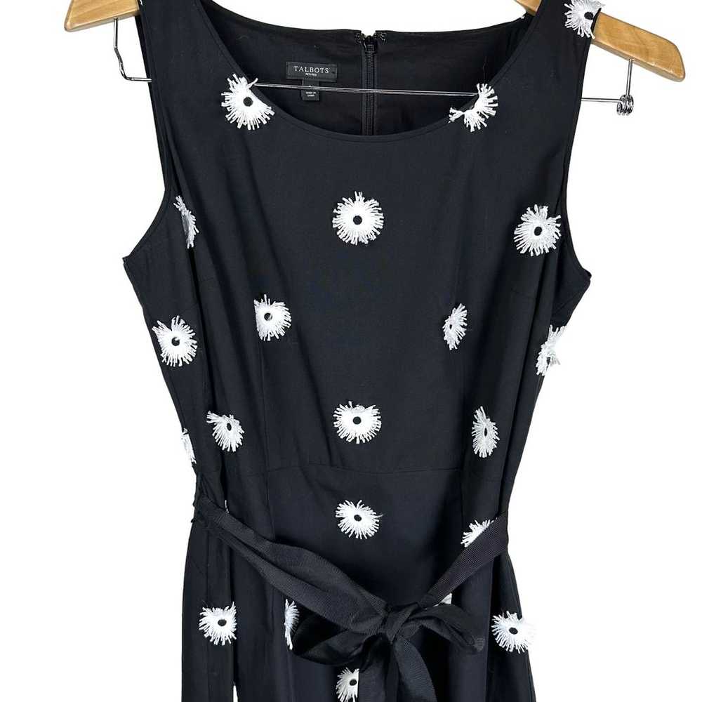Talbots 6P Petite Fit and Flare black white flora… - image 6