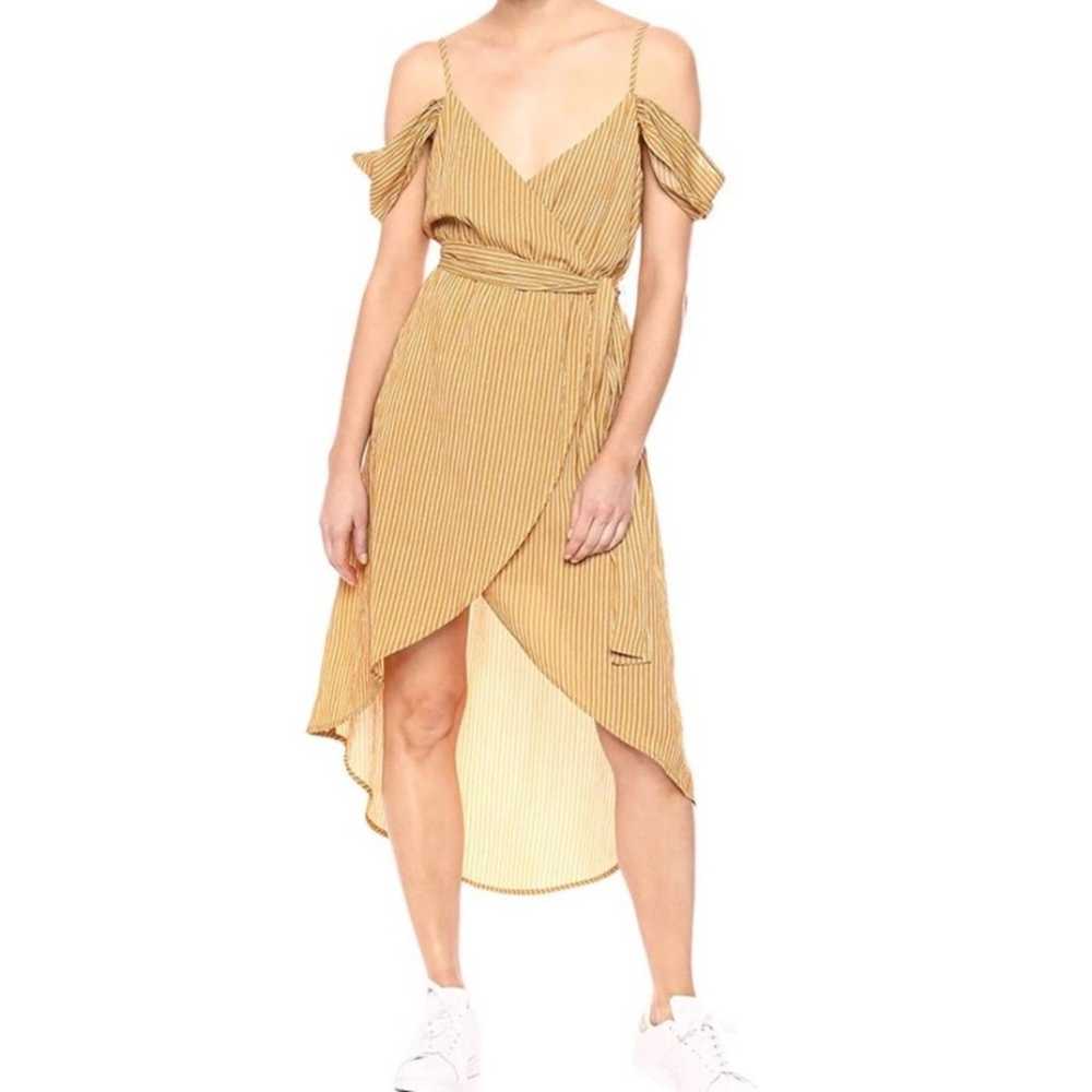 JOA Mustard Striped Midi Dress - image 1